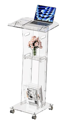Acrylic Clear Rolling Wheel Podium Stand