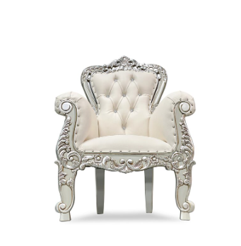 Toddler White and Silver Throne Chair 