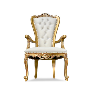 White and Gold Throne Arm Chair