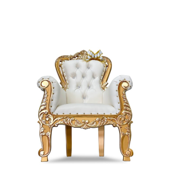 Toddler White and Gold Throne Chair