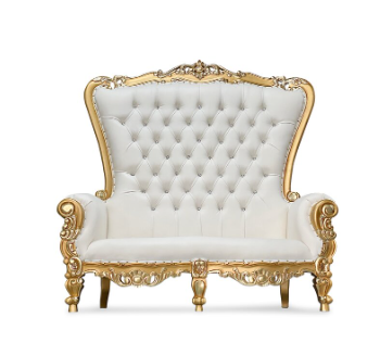 White and Gold Double Throne Chair